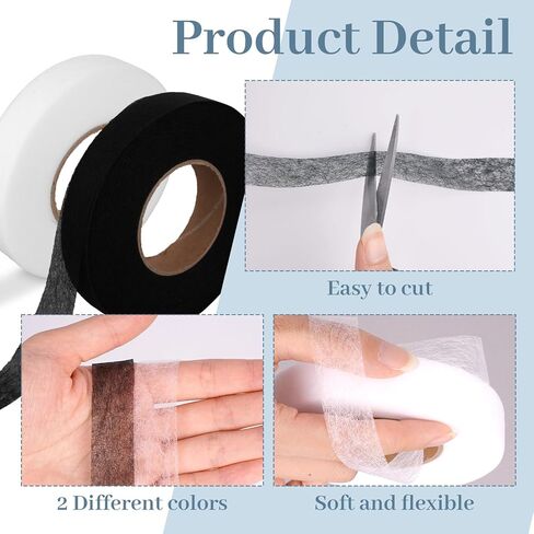 4 Rolls 280 Yards Hemming Tapes, 1 Inch Diy Fabric Iron Hem Tape for Pants Clothes DIY Crafts, Iron On No Sew Hemming Tape for Pants Dresses Curtains, Fusible Seam Hem Adhesive Tape Black White in Kuwait