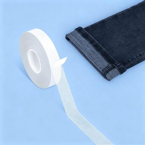 White No Sew Hem Tape for Pants, 0.8In X 30FT &0.4In X 30FT Double Sided Fabric Tape Heavy Duty,Double Sided Stitch Witchery Tape for Jeans, Curtains, Dress, Arts, Clothing, Rug, Carpet in Kuwait
