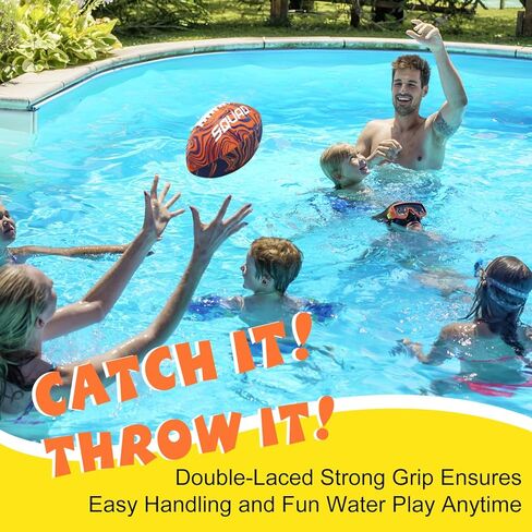 SQUAD Waterproof Football for Pool & Beach, Durable Fun Water Game Toy for Family, Teens, Adults - Strong Grip Pattern, Ideal Gift for Boys & Girls 8-15+ Year Old in Kuwait