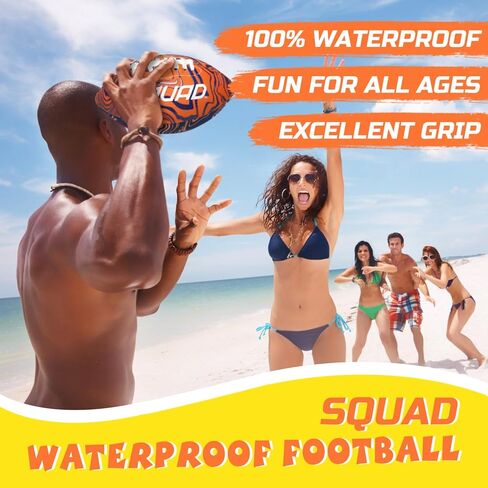 SQUAD Waterproof Football for Pool & Beach, Durable Fun Water Game Toy for Family, Teens, Adults - Strong Grip Pattern, Ideal Gift for Boys & Girls 8-15+ Year Old in Kuwait