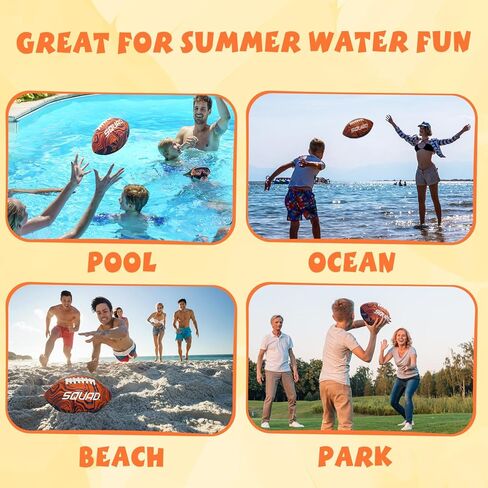 SQUAD Waterproof Football for Pool & Beach, Durable Fun Water Game Toy for Family, Teens, Adults - Strong Grip Pattern, Ideal Gift for Boys & Girls 8-15+ Year Old in Kuwait