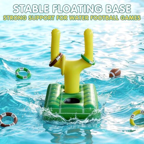 Inflatable Football Pool Ring Toss Game - 3-in-1 Floating Football Target for Swimming Pool, Backyard & Beach - Heavy Duty PVC Pool Toys for Kids and Adults Summer Party Games in Kuwait