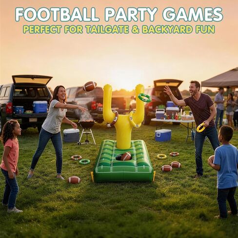 Inflatable Football Pool Ring Toss Game - 3-in-1 Floating Football Target for Swimming Pool, Backyard & Beach - Heavy Duty PVC Pool Toys for Kids and Adults Summer Party Games in Kuwait