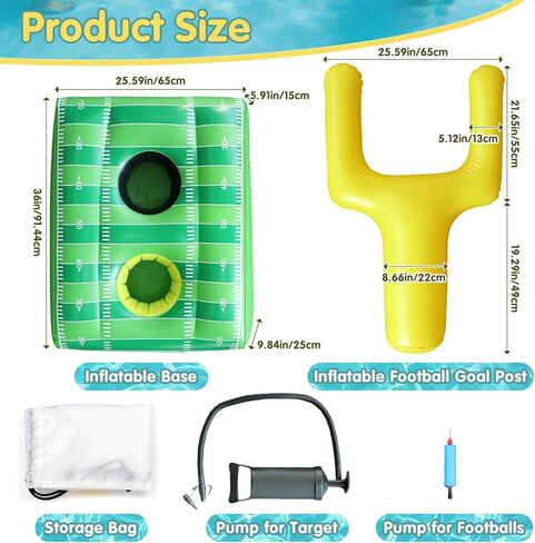 Inflatable Football Pool Ring Toss Game - 3-in-1 Floating Football Target for Swimming Pool, Backyard & Beach - Heavy Duty PVC Pool Toys for Kids and Adults Summer Party Games in Kuwait