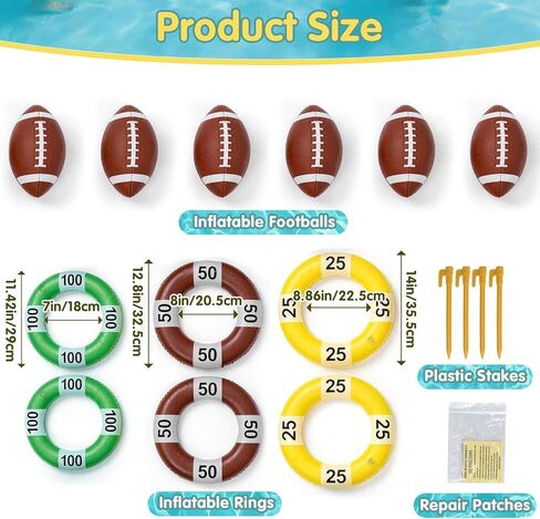 Inflatable Football Pool Ring Toss Game - 3-in-1 Floating Football Target for Swimming Pool, Backyard & Beach - Heavy Duty PVC Pool Toys for Kids and Adults Summer Party Games in Kuwait