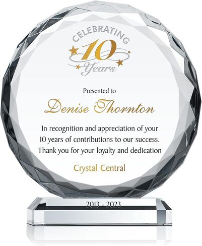 Crystal Central Custom Crystal Circle Award Plaque for Appreciation, Recognition, Retirement, Years of Service, Personalized Engraved with Award Name, Date, Logo and Messages (Sunflower Plaque, Medium) in Kuwait