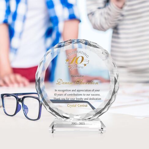 Crystal Central Custom Crystal Circle Award Plaque for Appreciation, Recognition, Retirement, Years of Service, Personalized Engraved with Award Name, Date, Logo and Messages (Sunflower Plaque, Medium) in Kuwait