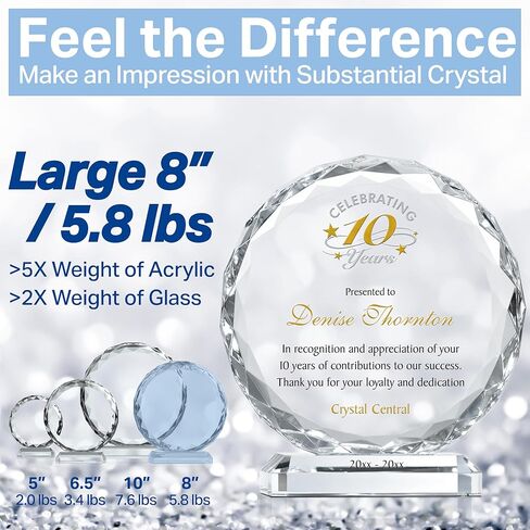 Crystal Central Custom Crystal Circle Award Plaque for Appreciation, Recognition, Retirement, Years of Service, Personalized Engraved with Award Name, Date, Logo and Messages (Sunflower Plaque, Medium) in Kuwait