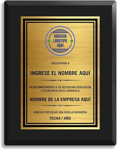 Crea tu Propia Placa Personalizada - Carga tu Propio Logotipo - Foto y Texto Personal، Impresión a todo color - Placa de Premio Totalmente Personalizada Para Servicio، Reconocimiento de Logros (Negro Mate، 6 بوصات × 8 بوصات) in Kuwait
