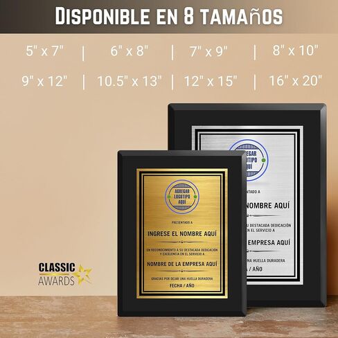 Crea tu Propia Placa Personalizada - Carga tu Propio Logotipo - Foto y Texto Personal، Impresión a todo color - Placa de Premio Totalmente Personalizada Para Servicio، Reconocimiento de Logros (Negro Mate، 6 بوصات × 8 بوصات) in Kuwait
