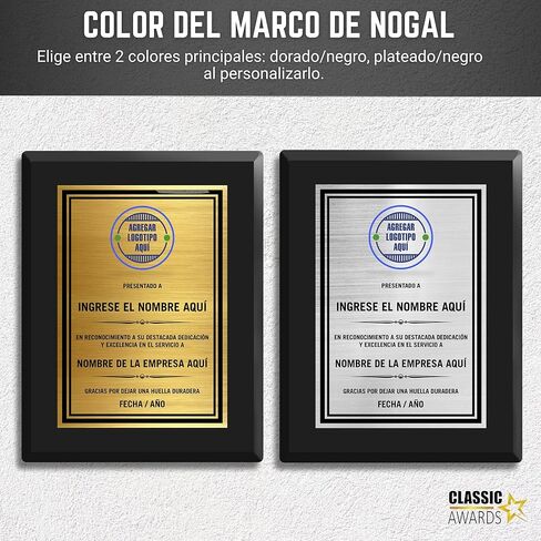 Crea tu Propia Placa Personalizada - Carga tu Propio Logotipo - Foto y Texto Personal، Impresión a todo color - Placa de Premio Totalmente Personalizada Para Servicio، Reconocimiento de Logros (Negro Mate، 6 بوصات × 8 بوصات) in Kuwait