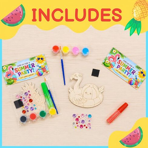 12 Pack Summer Crafts for Kids – Paint Your Own Wooden Painting Kits - Individually Wrapped Summer Party Favors, DIY Hawaiian Luau Beach Craft Activities, End of Year Student Gifts Goodie Bag Fillers in Kuwait
