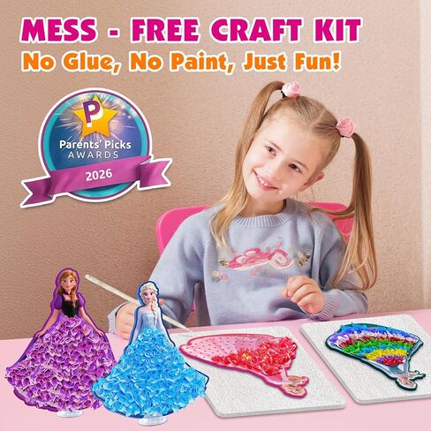 Poke Art Kit for Kids - Magical Princesses 8PCS Mess-Free Fabric Arts and Crafts Toys, DIY Poke-in Fun, Creative Activity Kits, Party Birthday Gifts for Girls Boys Ages 4, 5, 6, 7, 8, 9, 10 Years Old in Kuwait
