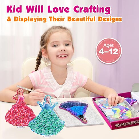 Poke Art Kit for Kids - Magical Princesses 8PCS Mess-Free Fabric Arts and Crafts Toys, DIY Poke-in Fun, Creative Activity Kits, Party Birthday Gifts for Girls Boys Ages 4, 5, 6, 7, 8, 9, 10 Years Old in Kuwait