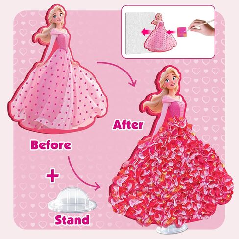 Poke Art Kit for Kids - Magical Princesses 8PCS Mess-Free Fabric Arts and Crafts Toys, DIY Poke-in Fun, Creative Activity Kits, Party Birthday Gifts for Girls Boys Ages 4, 5, 6, 7, 8, 9, 10 Years Old in Kuwait