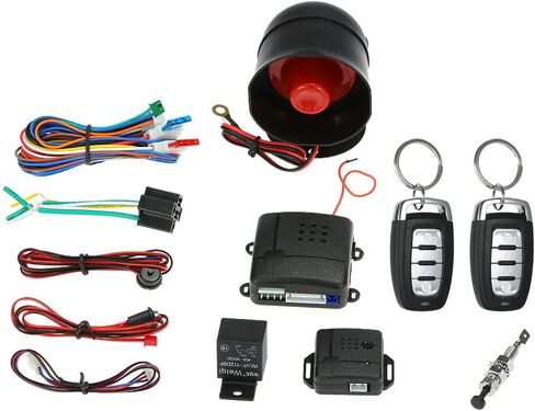 Shkalacar 12V Car Alarm System, Anti-Theft Horn Siren Universal Car Vehicle Security System Burglar Alarm Protection Anti-theft System 2 Remote, Car Keyless Entry System in Kuwait
