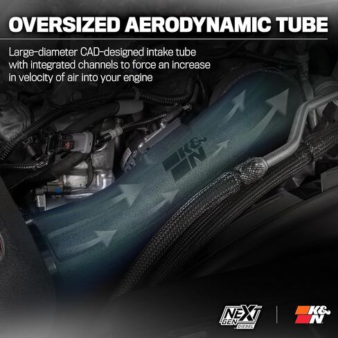 K&N NextGen Diesel Dryflow Cold Air Intake: Compatible with 2020-2026 Chevrolet/GMC; Silverado 2500 HD; Silverado 3500 HD; Sierra 2500 HD; Sierra 3500 HD; 50-3119D in Kuwait
