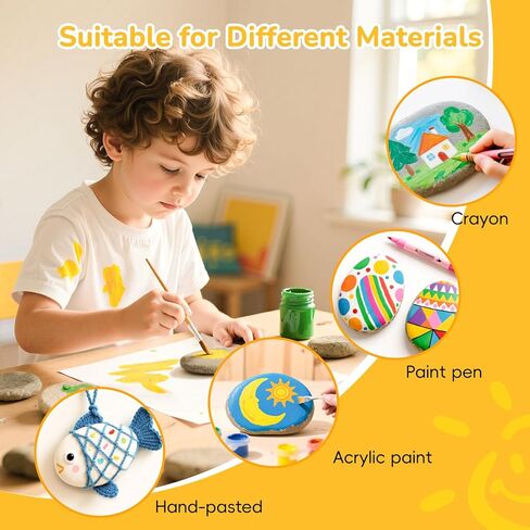 Simetufy Large Rocks for Painting 40 PCS 3.3-4.5Inch River Rocks for Painting, Rock Painting for Kids, Smooth and Flat Painting Rocks for DIY & Arts in Kuwait