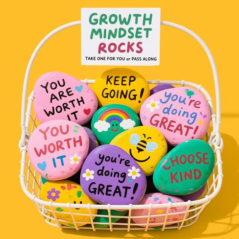 Simetufy Large Rocks for Painting 40 PCS 3.3-4.5Inch River Rocks for Painting, Rock Painting for Kids, Smooth and Flat Painting Rocks for DIY & Arts in Kuwait