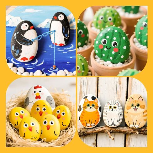 Simetufy Large Rocks for Painting 40 PCS 3.3-4.5Inch River Rocks for Painting, Rock Painting for Kids, Smooth and Flat Painting Rocks for DIY & Arts in Kuwait