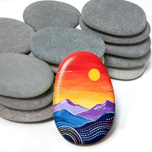 Simetufy Large Rocks for Painting 40 PCS 3.3-4.5Inch River Rocks for Painting, Rock Painting for Kids, Smooth and Flat Painting Rocks for DIY & Arts in Kuwait