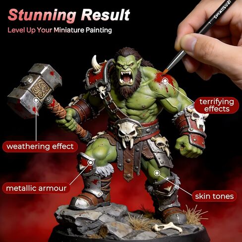 Smallbudi 20 Colors Model Paint Set (20ml/0.6oz), Modeling Acrylic Paint Set with 3 Brushes and 1 Thinner for Brush Use & Airbrushing, Miniature Paint Set for Models, Gaming Figures, 3D Prints, Crafts in Kuwait