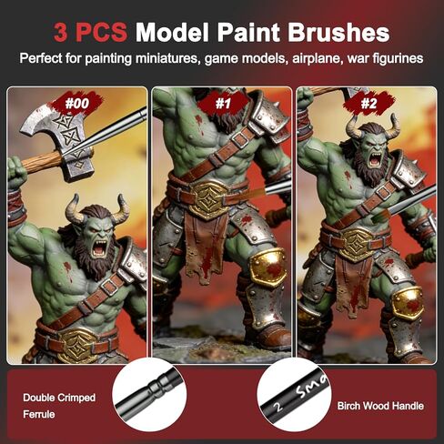 Smallbudi 20 Colors Model Paint Set (20ml/0.6oz), Modeling Acrylic Paint Set with 3 Brushes and 1 Thinner for Brush Use & Airbrushing, Miniature Paint Set for Models, Gaming Figures, 3D Prints, Crafts in Kuwait
