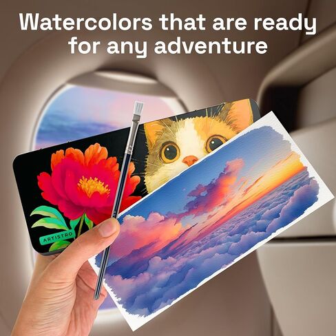 ARTISTRO 50 Colors Watercolor Paint Set - Portable Paint Set with Palette and Brush Pens - Travel Water Color Kit for Adults, Professionals, Kids - Art and Painting Supplies - Christmas Gift Idea in Saudi Arabia