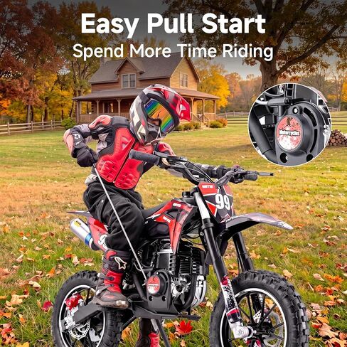 40CC Kids Dirt Bike, 4-Stroke Gas Powered Mini Motorcycle for Kids Ages 5-10, 25MPH Youth Off Road Bike with Dual Disc Brakes, Full Suspension, No Oil Mixing, Easy Start (Red) in Kuwait