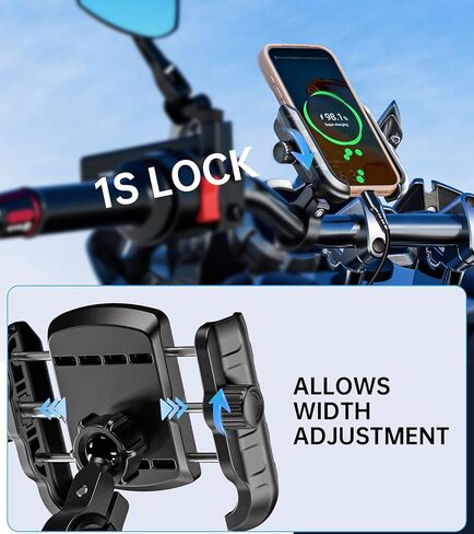Kewig Motorcycle Phone Mount Holder with Aluminum Alloy Mounting Base, [1s Lock & Release] [Camera Friendly] Bike Handlebar Cellphone Mount for Bicycle Bike Scooter ATV, Fit 5.4-7.2" Smartphone in Kuwait