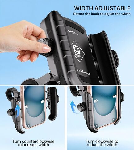 Kewig Motorcycle Phone Mount Holder with Aluminum Alloy Mounting Base, [1s Lock & Release] [Camera Friendly] Bike Handlebar Cellphone Mount for Bicycle Bike Scooter ATV, Fit 5.4-7.2" Smartphone in Kuwait