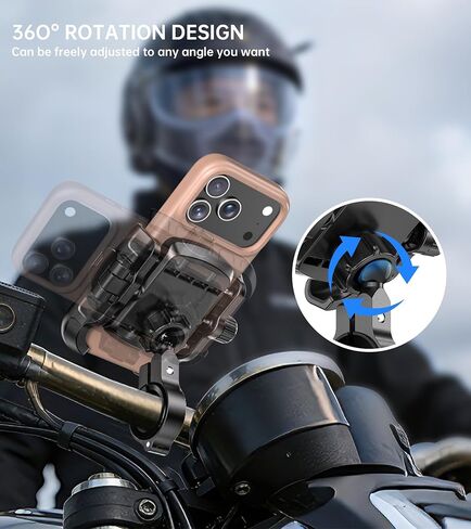 Kewig Motorcycle Phone Mount Holder with Aluminum Alloy Mounting Base, [1s Lock & Release] [Camera Friendly] Bike Handlebar Cellphone Mount for Bicycle Bike Scooter ATV, Fit 5.4-7.2" Smartphone in Kuwait
