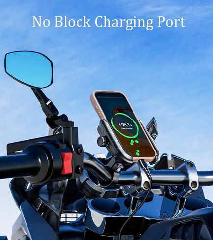 Kewig Motorcycle Phone Mount Holder with Aluminum Alloy Mounting Base, [1s Lock & Release] [Camera Friendly] Bike Handlebar Cellphone Mount for Bicycle Bike Scooter ATV, Fit 5.4-7.2" Smartphone in Kuwait