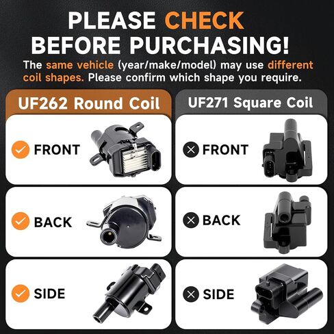 حزمة ملف الإشعال الدائري UF262 متوافقة مع 4.8L 5.3L 6.0L Chevy GMC Silverado 1500 2500 3500 Tahoe Suburban Express Sierra Savana Yukon Escalade Avalanche Envoy 2002 2003 2004 2005 2006، 8 قطع in Kuwait
