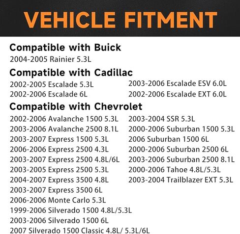 حزمة ملف الإشعال الدائري UF262 متوافقة مع 4.8L 5.3L 6.0L Chevy GMC Silverado 1500 2500 3500 Tahoe Suburban Express Sierra Savana Yukon Escalade Avalanche Envoy 2002 2003 2004 2005 2006، 8 قطع in Kuwait