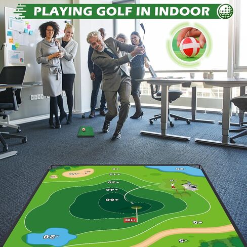 MOLACHI Golf Chipping Game, 71"x71" Portable Sticky Golf Play Mat, Indoor Outdoor Golf Practice, 2 Adjustable Clubs ＆ 20 Sticky Golf Balls for Adults, Family Fun Yard Game Lawn Activity in Kuwait