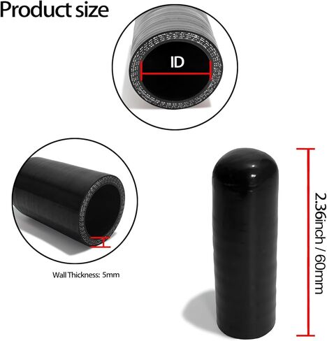 ID 1/2" (13mm) 4-Ply Reinforced Silicone Hose Cap Length 60mm Hose End Plug W/Clamp for Turbo Bypass Valve Vacuum Throttle Body Water Port Coolant Heater Core in Kuwait
