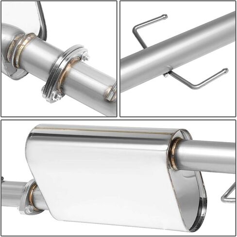 Auto Dynasty 2.4 Inches Round Burnt Muffler Tip Catback Exhaust System with Removable Silencer, Compatible with 2013-2015 Toyota Tacoma Crew/Extended Cab 2.7L, Stainless Steel in Kuwait