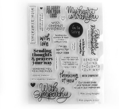 Gretting Words Stamp for Card Making With Sympathy,Thinking of You,My Heart is With You,Sending Thoughts&Prayers You Way Clear Rubber Stamp for DIY Scrapbooking Paper Crafting Stamping Stamp Crafts in Kuwait