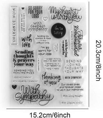Gretting Words Stamp for Card Making With Sympathy,Thinking of You,My Heart is With You,Sending Thoughts&Prayers You Way Clear Rubber Stamp for DIY Scrapbooking Paper Crafting Stamping Stamp Crafts in Kuwait