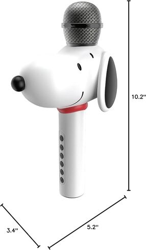 Peanuts Snoopy Bluetooth Karaoke Microphone – Wireless Speaker with Sound Effects, FM Radio, Onboard Controls & Rechargeable Battery – Vintage Inspired Design in Saudi Arabia
