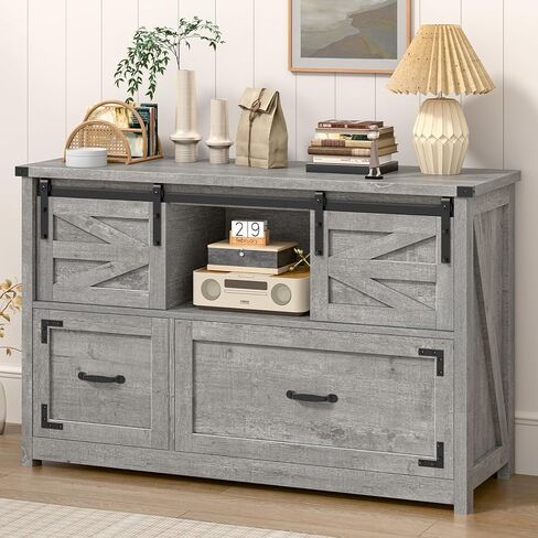 Farmhouse Filing Cabinet with Open Storage Space & Wheels, Office Filing Vertical Cabinet with 2 Drawers, Printer Stand for Hanging Files Letter/A4, Under Desk Storage Cabinets for Home Office. White in Kuwait