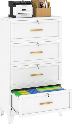 Metal Lateral File Cabinet with Lock,2 Drawer Steel Wide Filing Organization Storage Cabinets,Filing Cabinet for Legal/Letter/A4/F4 Size with Hanging Files&Key,Lockable Cabinet for Home Office in Saudi Arabia