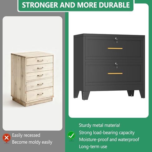 Metal Lateral File Cabinet with Lock,2 Drawer Steel Wide Filing Organization Storage Cabinets,Filing Cabinet for Legal/Letter/A4/F4 Size with Hanging Files&Key,Lockable Cabinet for Home Office in Saudi Arabia