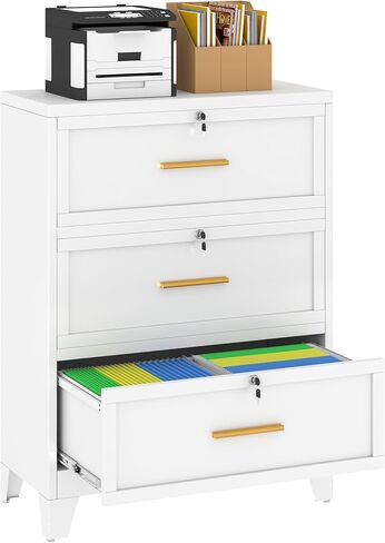 Metal Lateral File Cabinet with Lock,2 Drawer Steel Wide Filing Organization Storage Cabinets,Filing Cabinet for Legal/Letter/A4/F4 Size with Hanging Files&Key,Lockable Cabinet for Home Office in Saudi Arabia