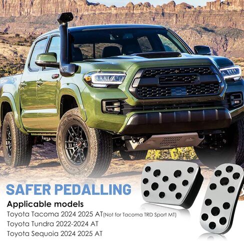 Autohua for Toyota Tacoma/Sequoia 2024 2025/Toyota Tundra 2022-2024 AT Non-Slip Accelerator and Brake Pad Pedals Cover No Drill Aluminum Brake Gas Accelerator Accessories in Saudi Arabia