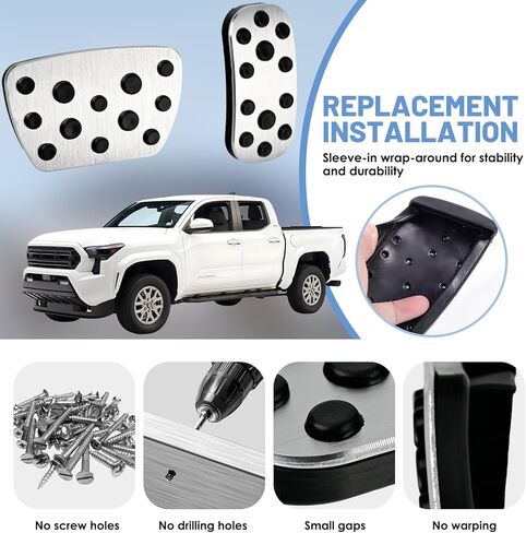 Autohua for Toyota Tacoma/Sequoia 2024 2025/Toyota Tundra 2022-2024 AT Non-Slip Accelerator and Brake Pad Pedals Cover No Drill Aluminum Brake Gas Accelerator Accessories in Saudi Arabia