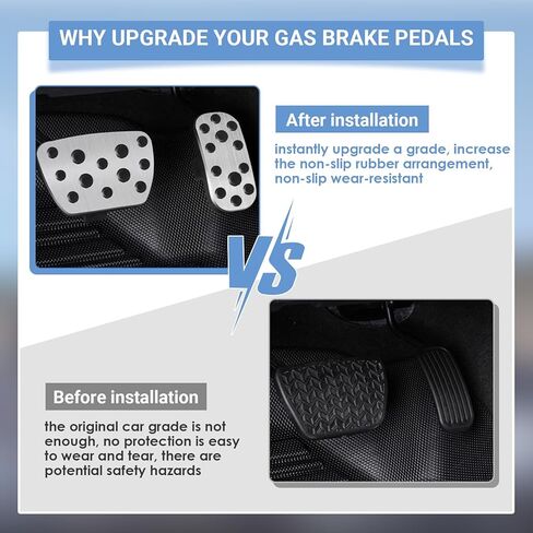 Autohua for Toyota Tacoma/Sequoia 2024 2025/Toyota Tundra 2022-2024 AT Non-Slip Accelerator and Brake Pad Pedals Cover No Drill Aluminum Brake Gas Accelerator Accessories in Saudi Arabia