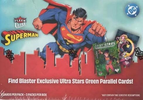 2026 Upper Deck Fleer Ultra Superman Factory Sealed Blaster Box with Chance for Blaster Exclusive Ultra Stars Green Parallels and Other Inserts in Kuwait