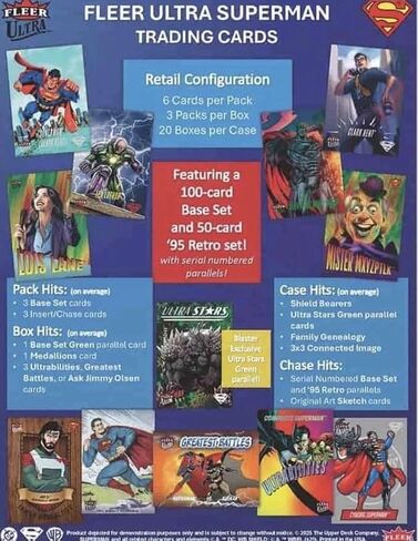 2026 Upper Deck Fleer Ultra Superman Factory Sealed Blaster Box with Chance for Blaster Exclusive Ultra Stars Green Parallels and Other Inserts in Kuwait